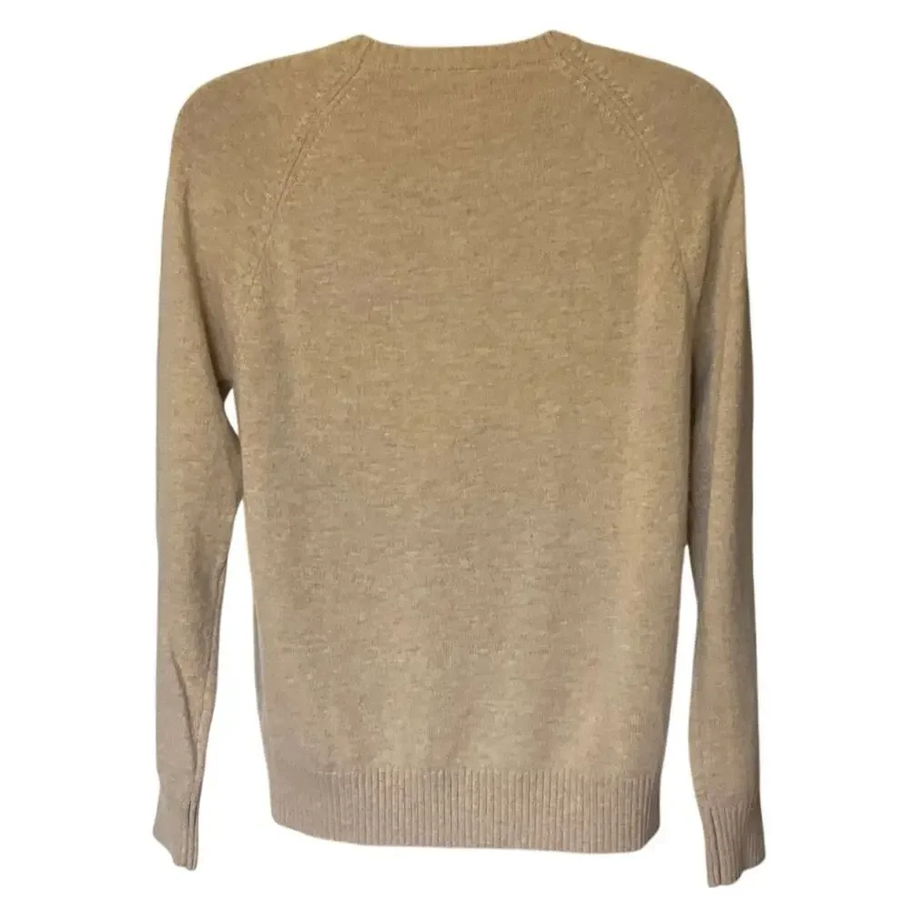 J.Crew Sweater Mens Medium Tan Lambswool Blend Crew Neck Long Sleeve Knit